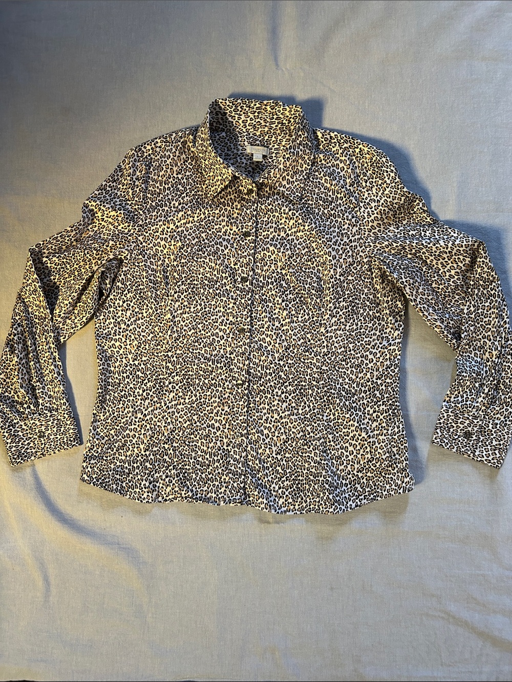 Talbots Leopard or Cheetah Print Button-Down Long Sleeve Blouse